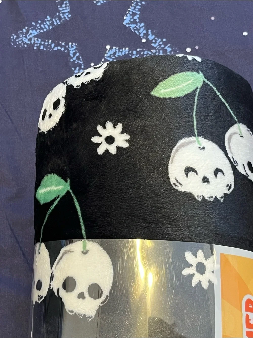 NWT Summerween by Crafted Velvet Plush Throw Floral & Skull Cherry Accents